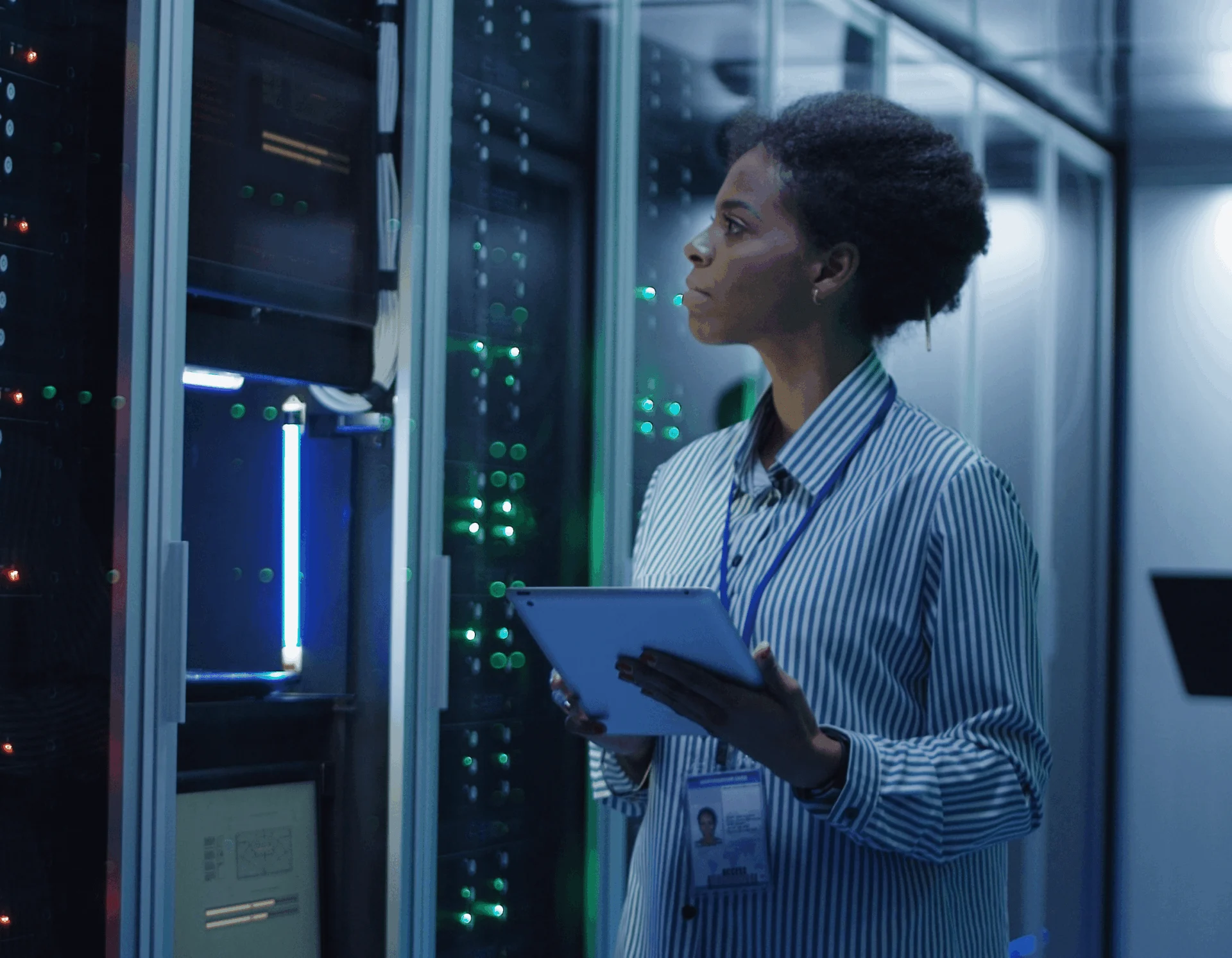 IT professional checking server racks