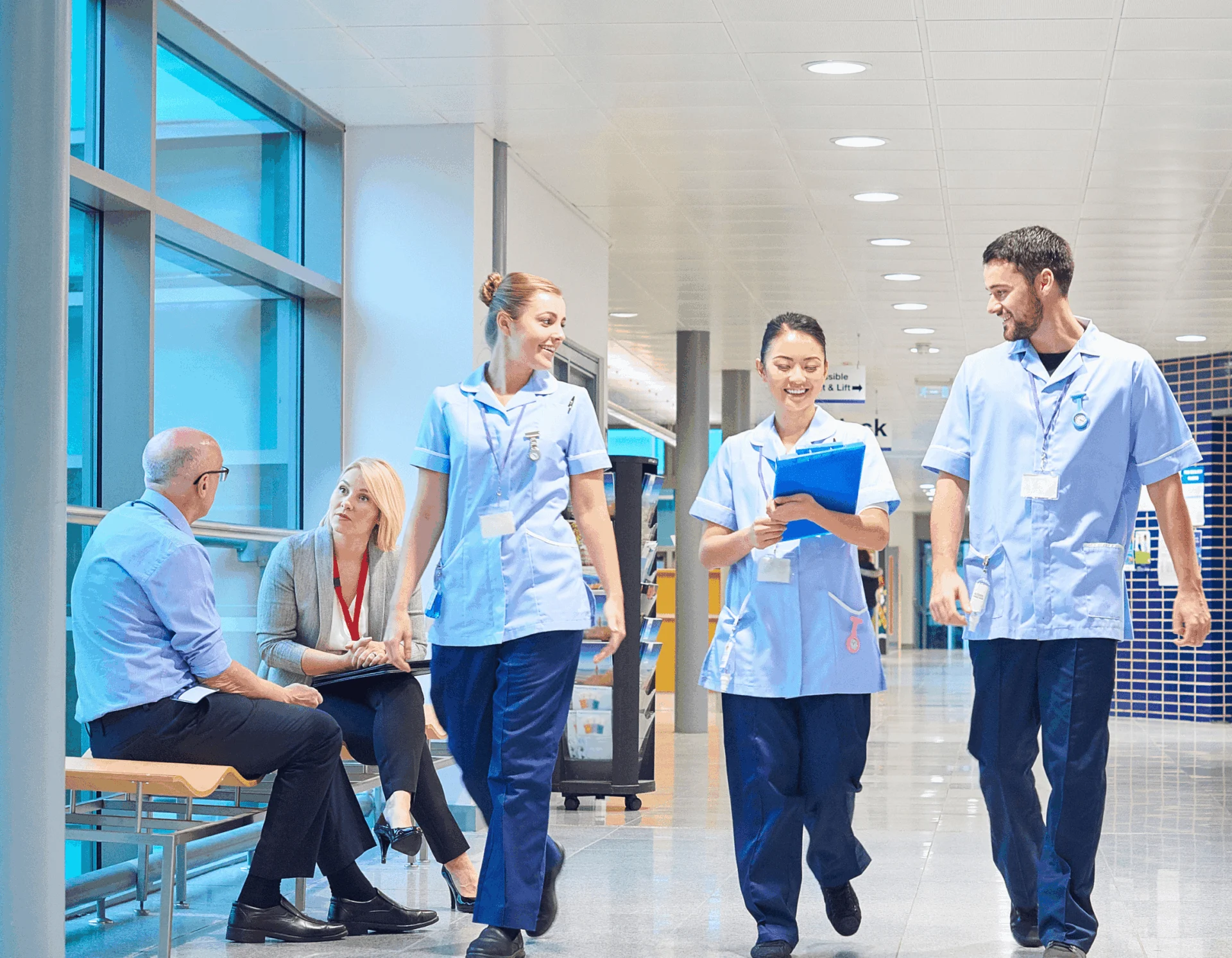 Nurses in a hospital corridor