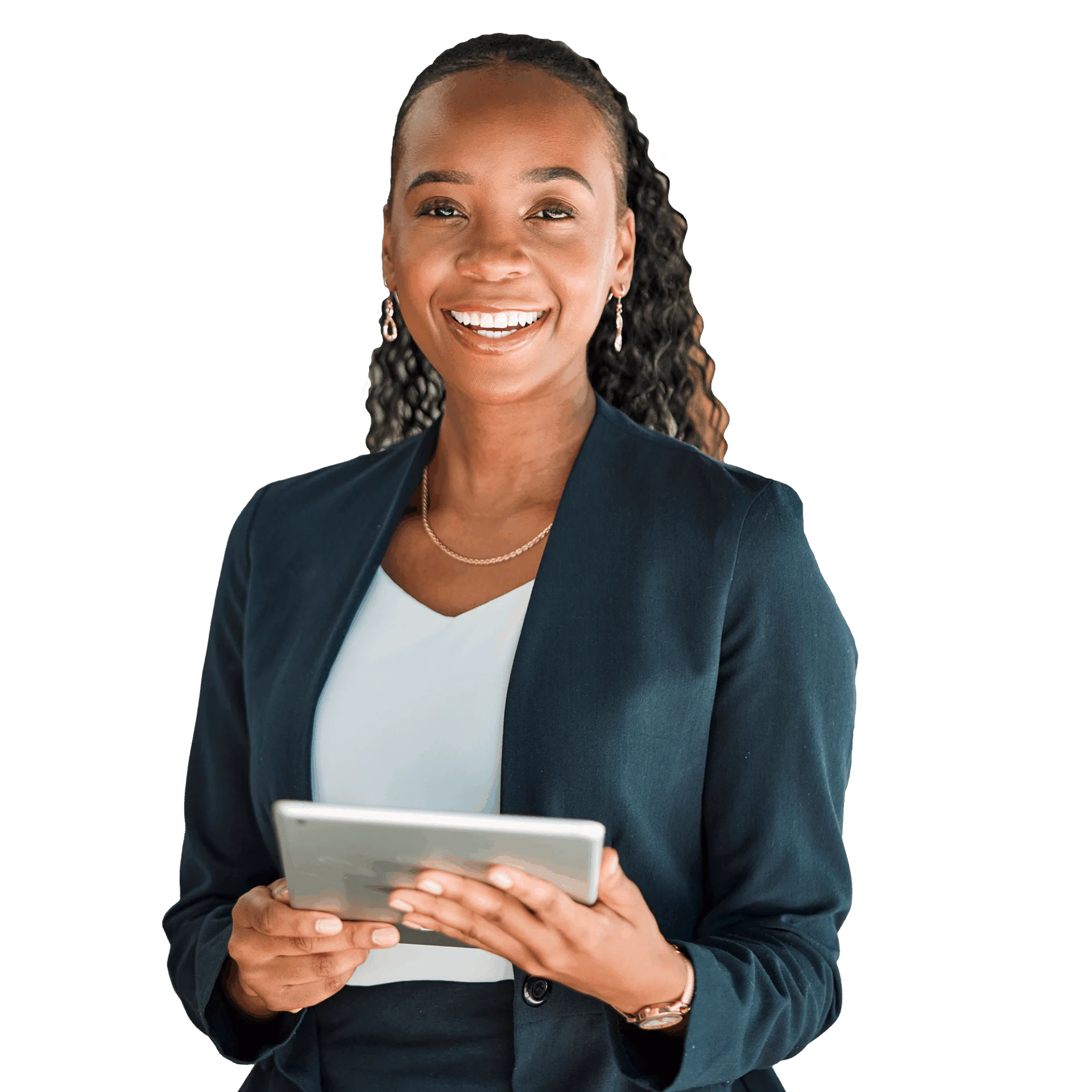 Professional person in smart attire with tablet