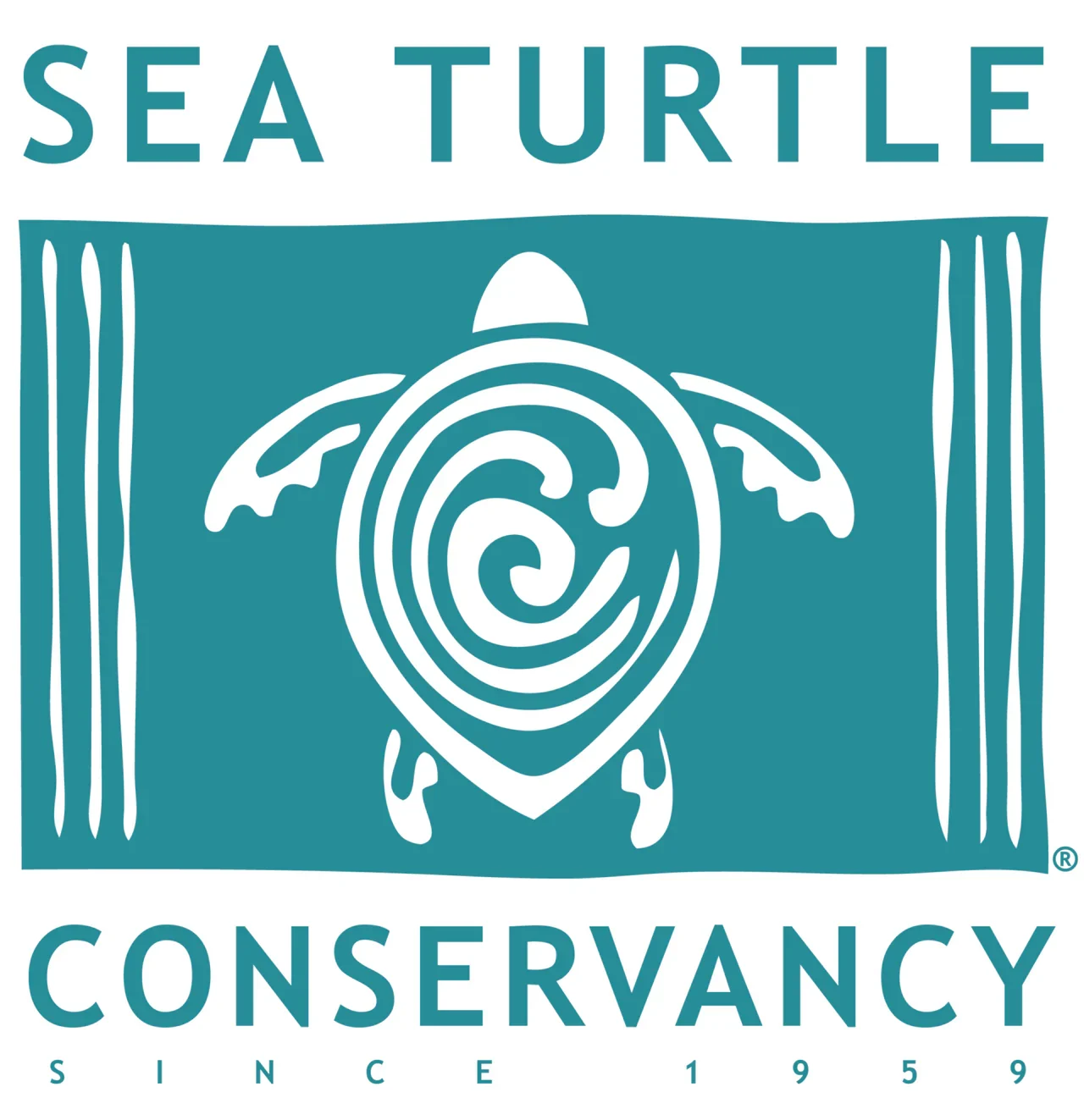 Sea Turtle Conservancy turquoise logo with turtle symbol.