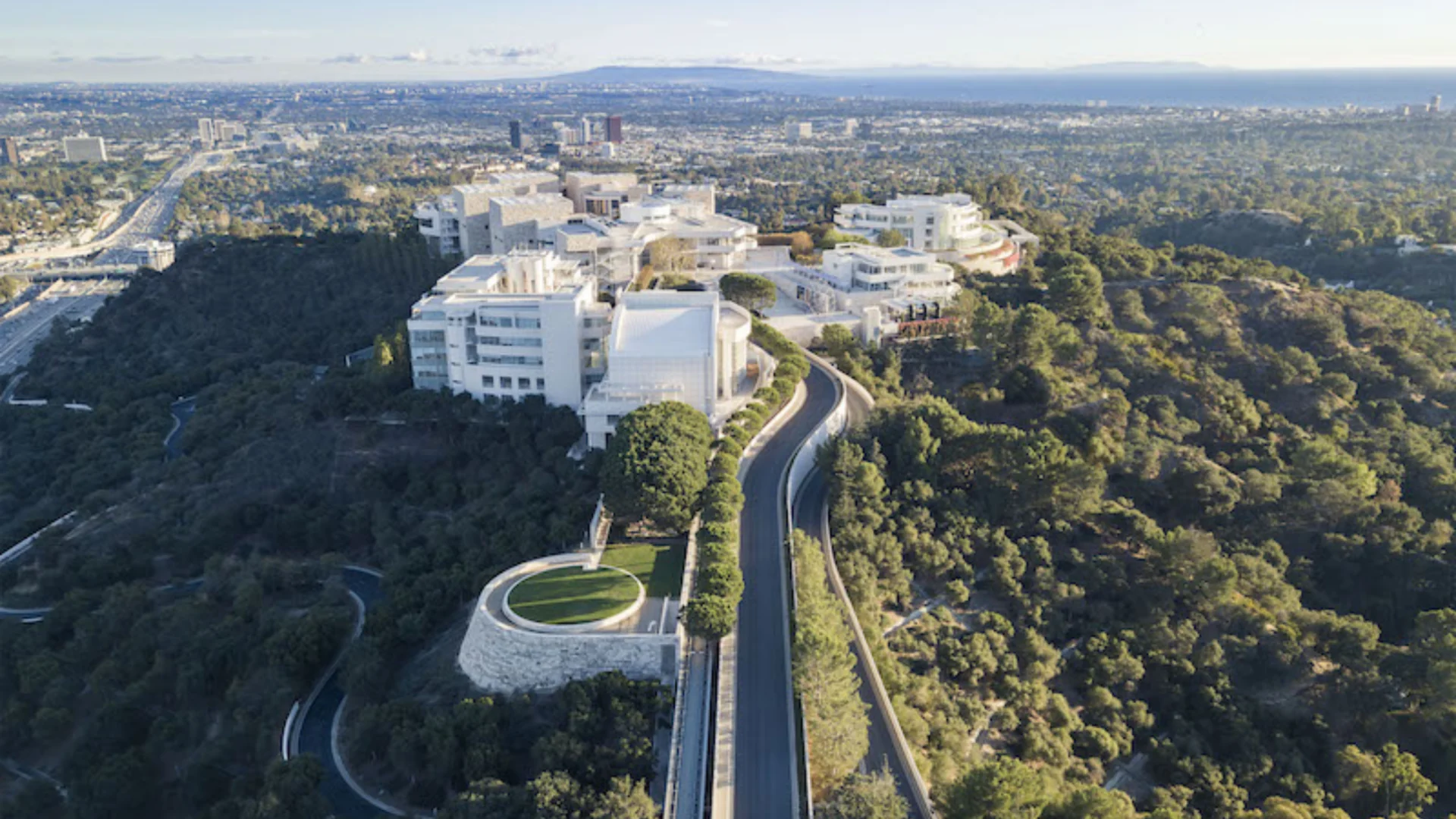 Aerial view of Getty Museum in California.